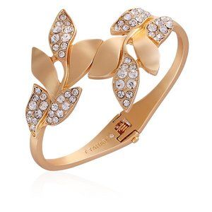Tahari Goldtone with Crystals Hinged Bracelet
